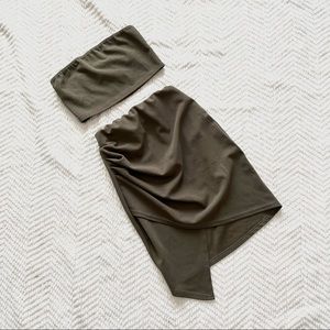 NASTYGAL Green Olive Set in size 0 Mini Skirt & Crop Top